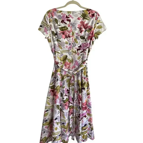 Vintage Coldwater Creek Cotton Floral Midi Dress size 8 - Picture 4 of 5